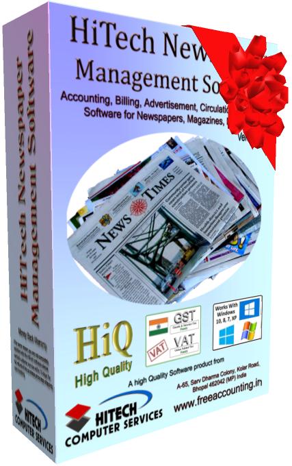 Basic accounting software , custom business software, news management software, billing software for attorney, Club Accounting Software, HiTech Newspaper Management Software, Accounting Software, Newspaper Software, Business Management and Accounting Software for newspaper, magazine publishers. Modules : Advertisement, Circulation, Parties, Transactions, Payroll, Accounts & Utilities. Free Trial Download